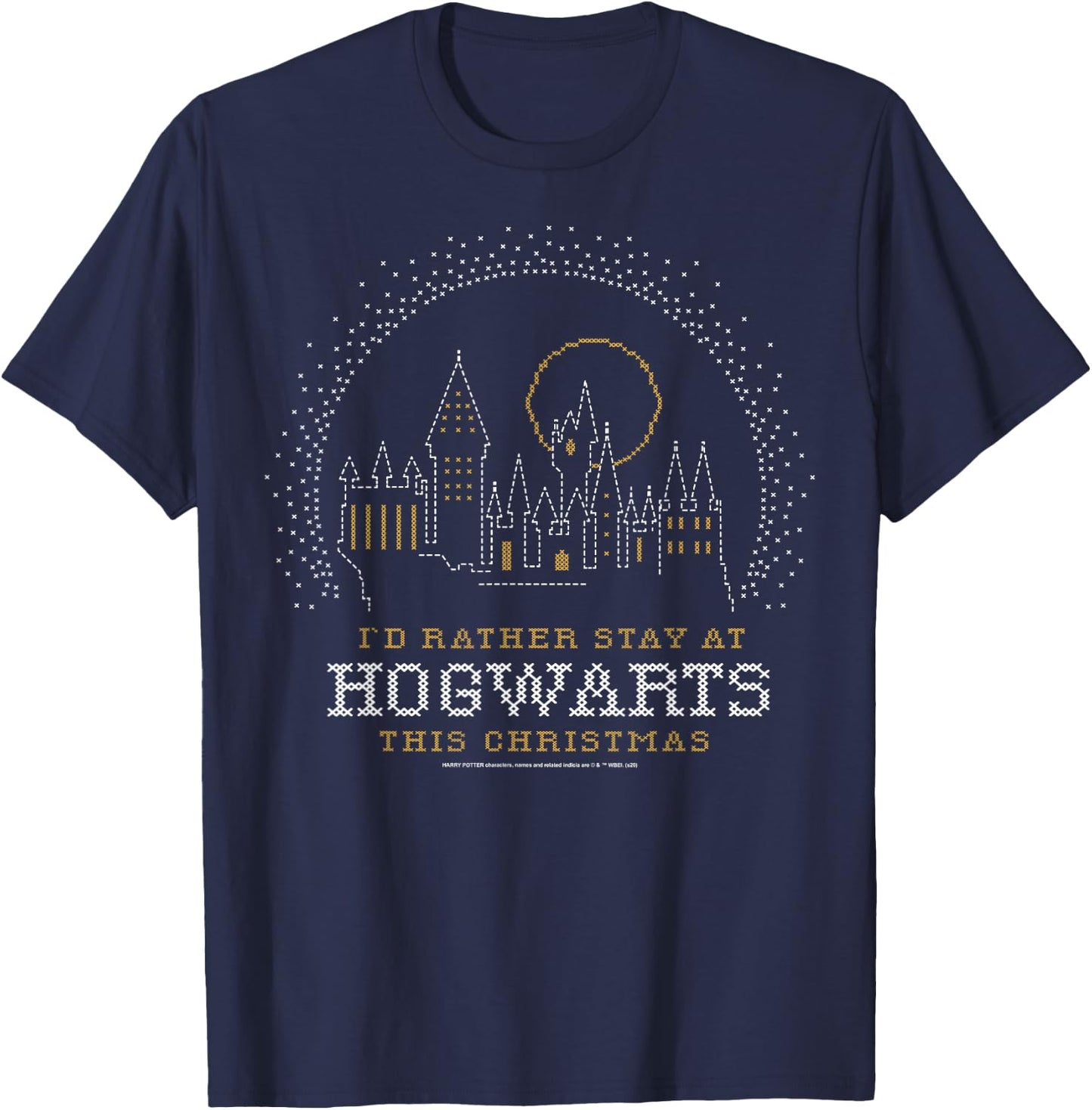 Harry Potter Christmas I'd Rather Stay At Hogwarts T-Shirt - T-Shirt | Navy