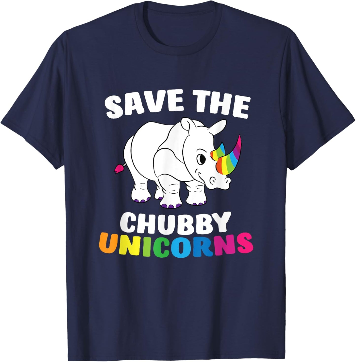 Save The Chubby Unicorns Funny Unicorn Rhino T-Shirt - T-Shirt | Navy
