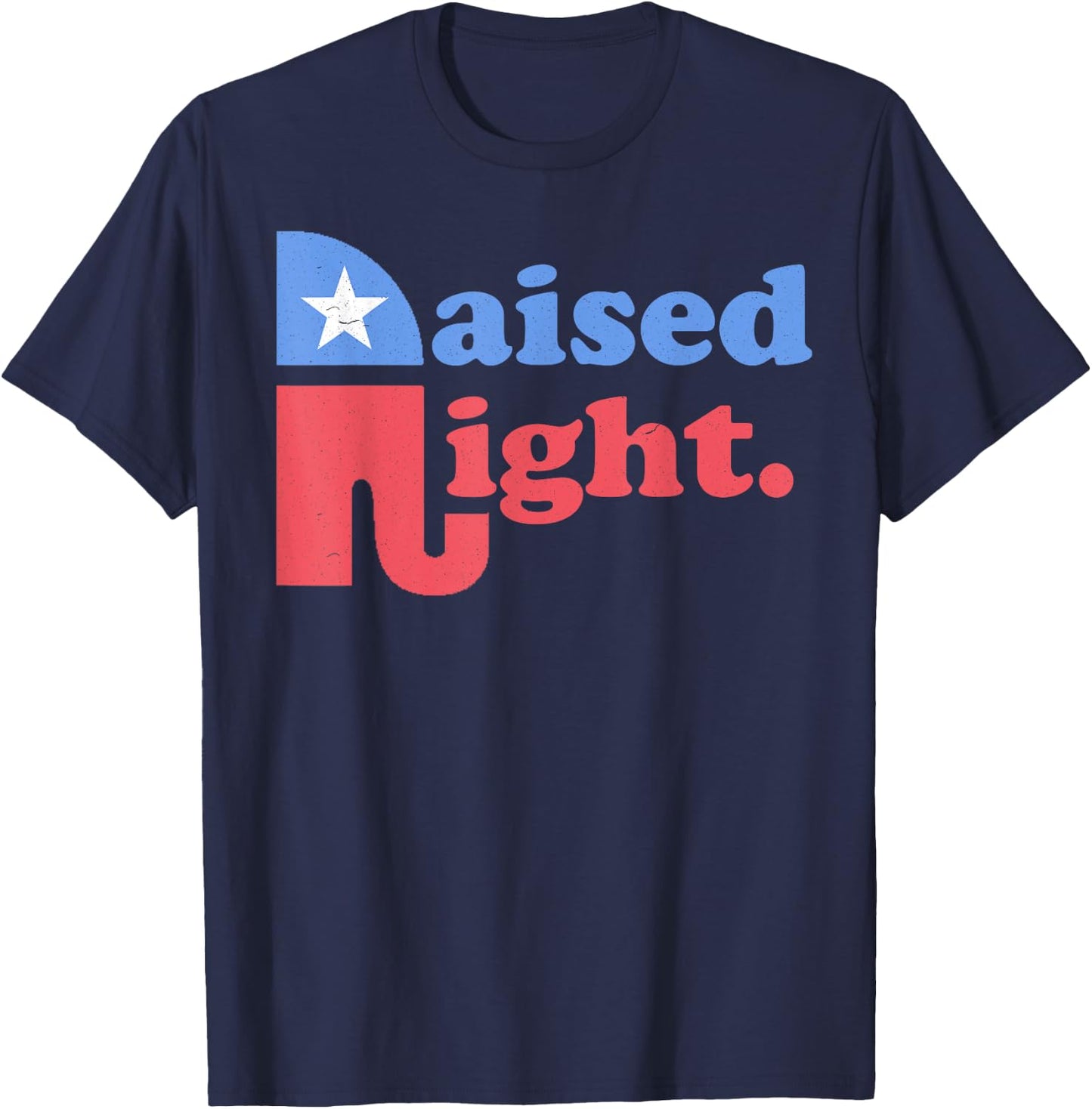 Raised Right Republican Elephant Retro Style Distressed Gift T-Shirt - T-Shirt | Navy