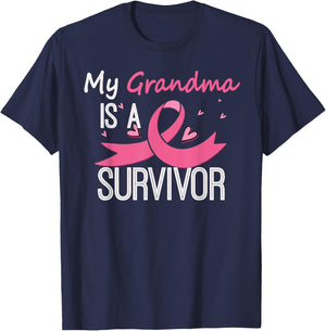 My Grandma Is A Survivor Breast Cancer Awareness T-Shirt - T-Shirt | Navy