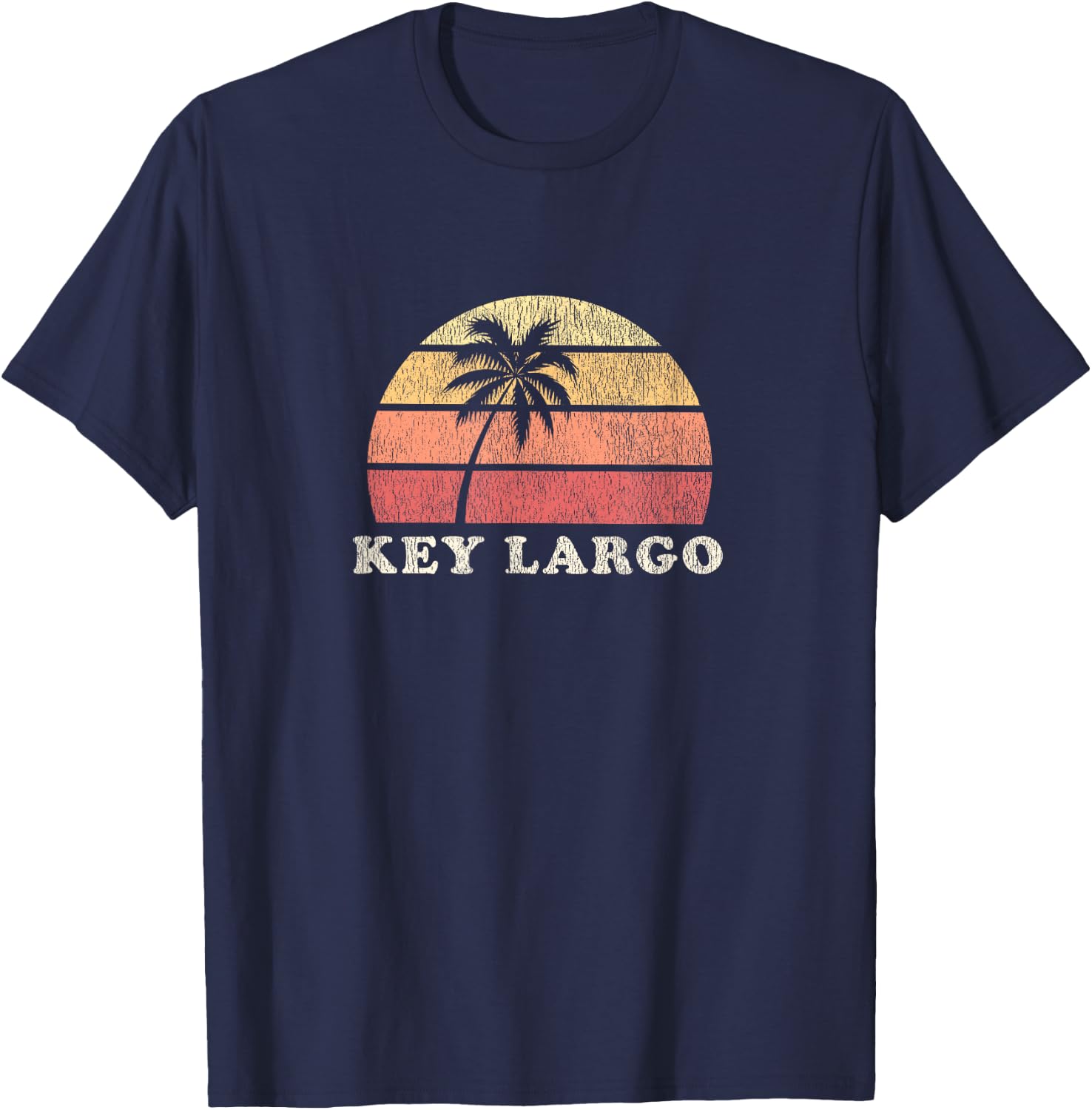 Key Largo FL Vintage 70s Retro Throwback Design T-Shirt - T-Shirt | Navy