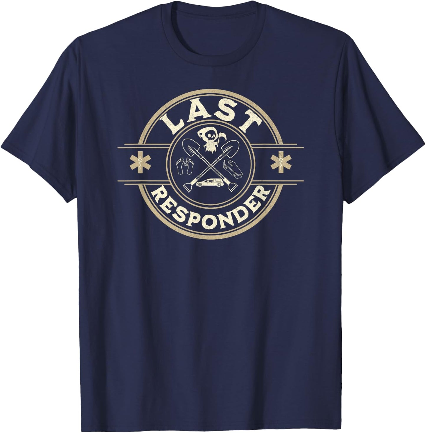Grim Reaper Funny Dark Meme Mortician Last Responder Vintage T-Shirt - T-Shirt | Navy