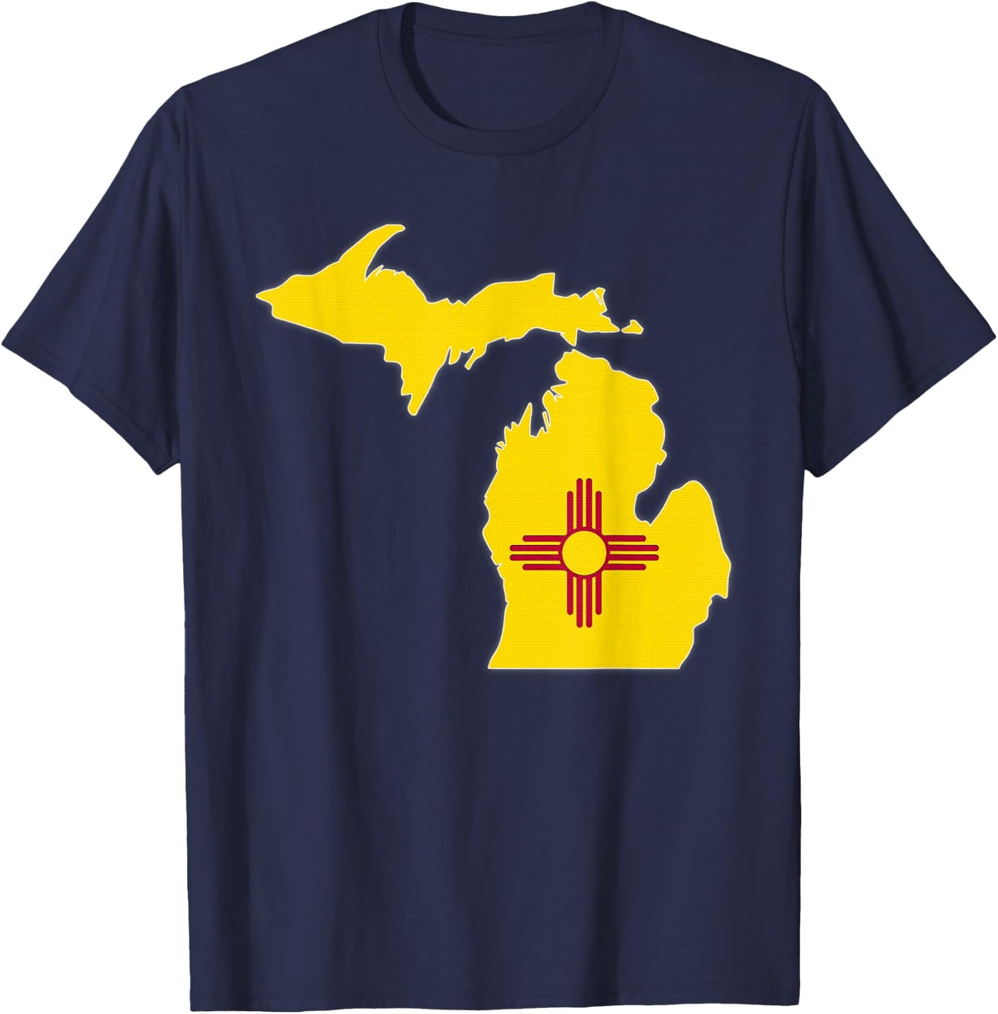 MICHIGAN STATE MAP NEW MEXICO NM Flag Roots Men Women Gift T-Shirt - T-Shirt | Navy