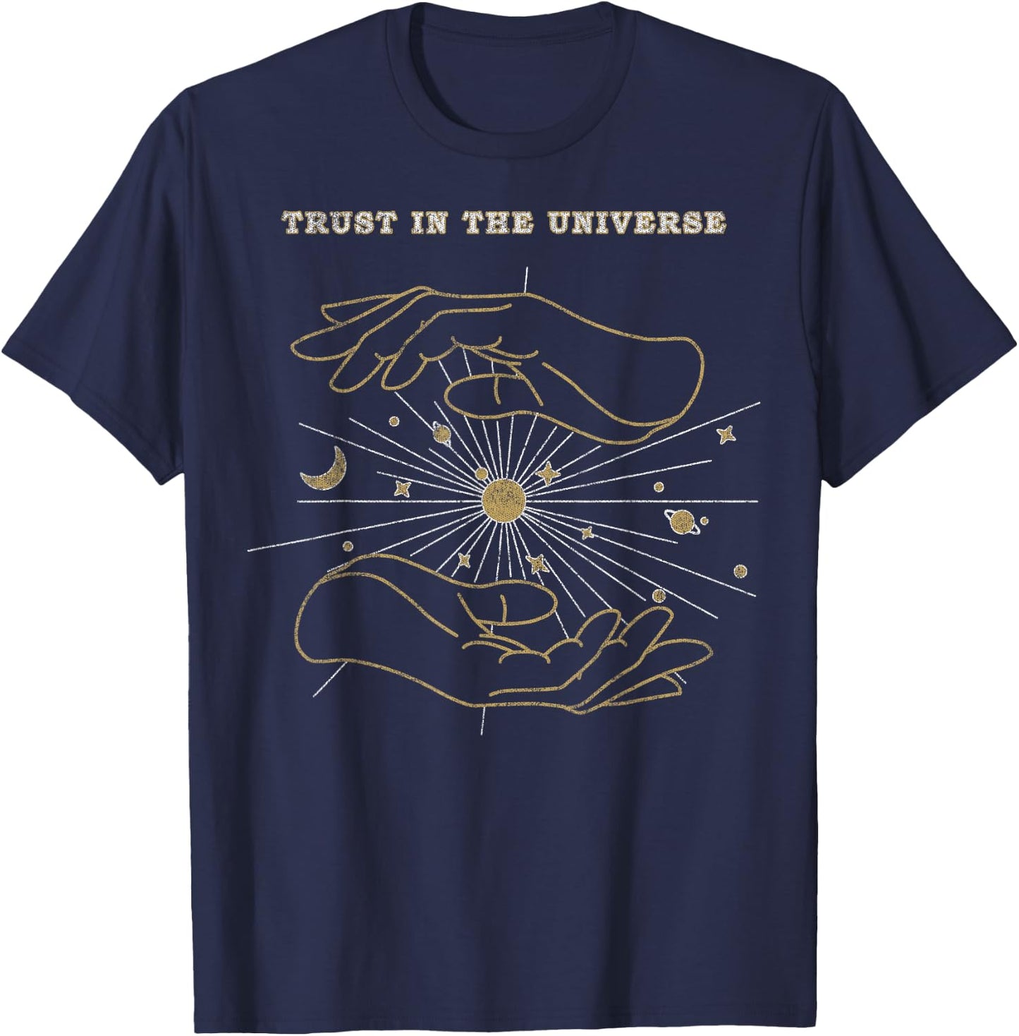 Trendy Hands Trust In The Universe T-Shirt - T-Shirt | Navy