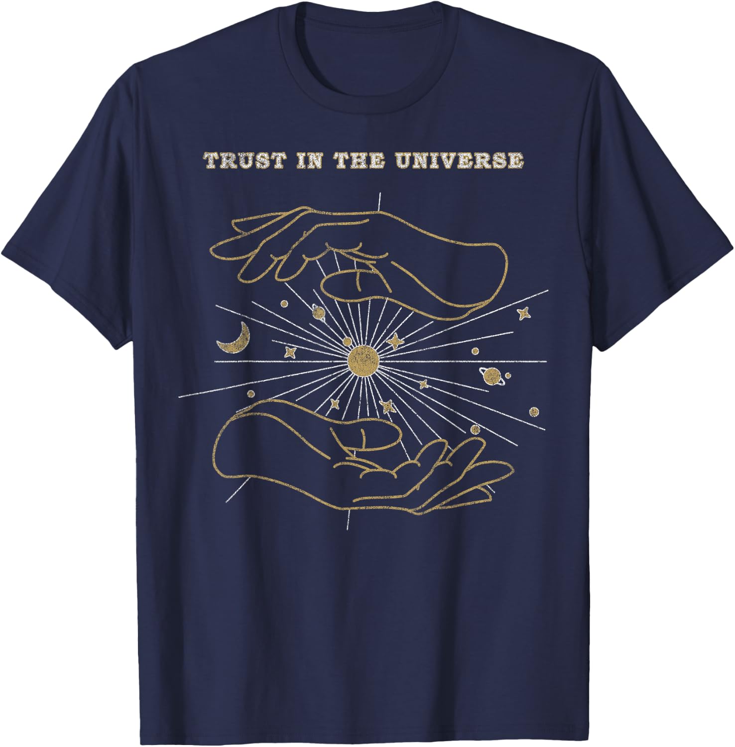 Trendy Hands Trust In The Universe T-Shirt - T-Shirt | Navy