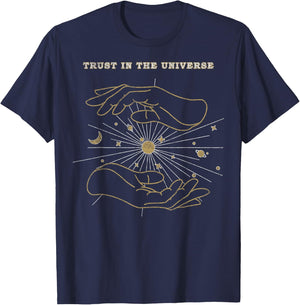 Trendy Hands Trust In The Universe T-Shirt - T-Shirt | Navy