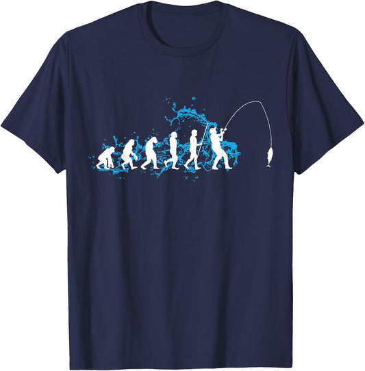 Evolution Angler Fishing fisherman T-Shirt - T-Shirt | Navy