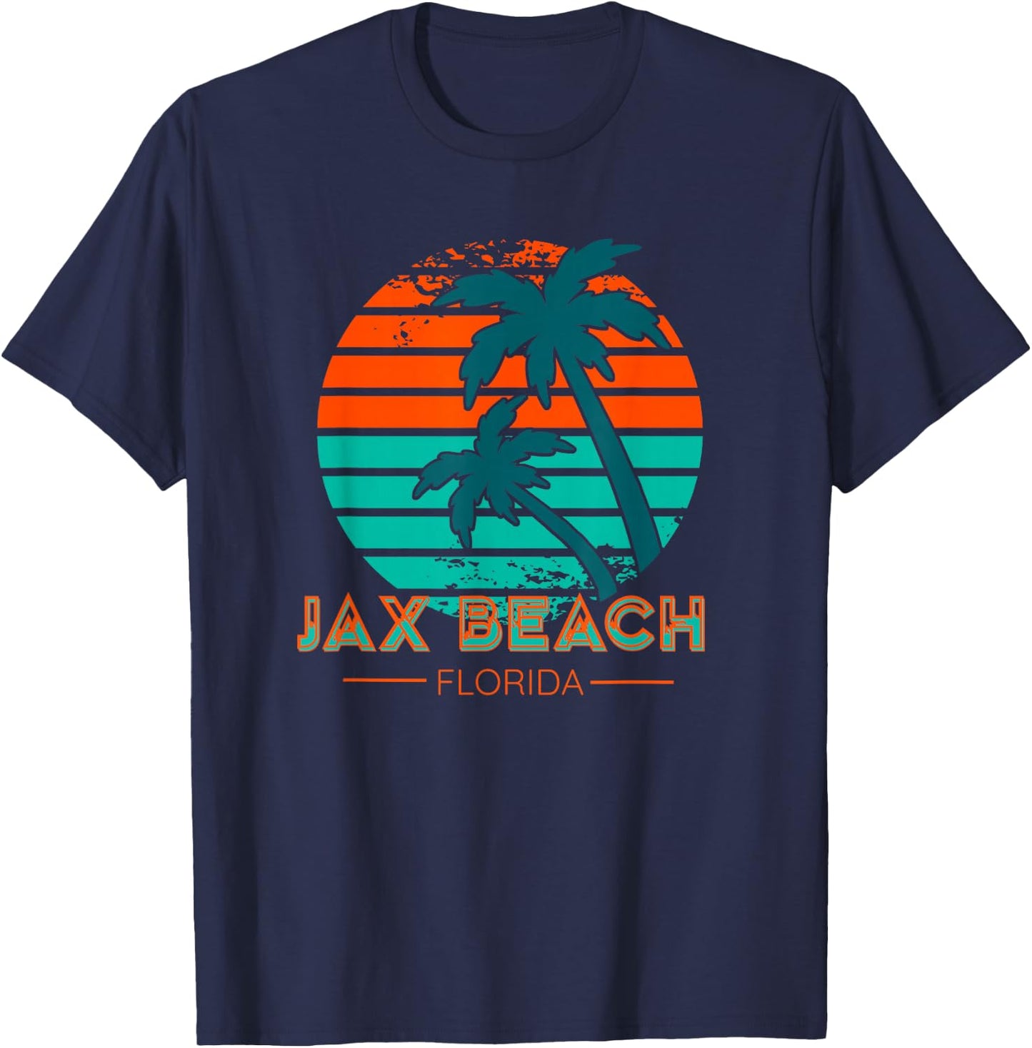 80s Retro Jacksonville Florida Vacation Souvenir Jax Beach T-Shirt - T-Shirt | Navy