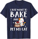 Funny Cat Baking Design Men Women Cake Baker Baking Lover T-Shirt - T-Shirt | Navy