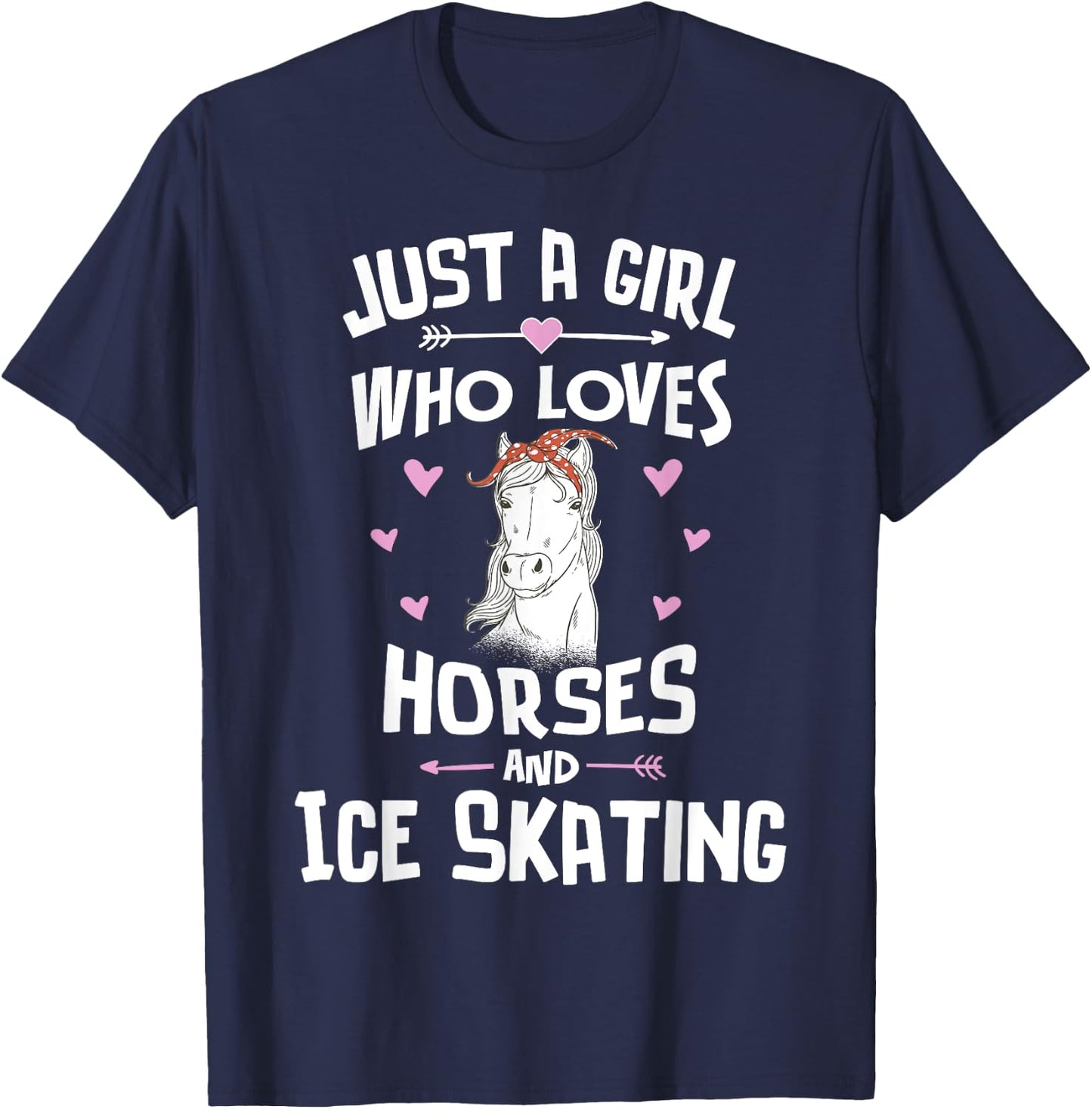 Horses And Ice Skating Gifts for Girls Women T-Shirt - T-Shirt | Navy