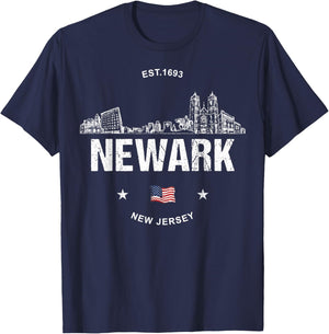 Newark New Jersey Skyline T-Shirt - T-Shirt | Navy