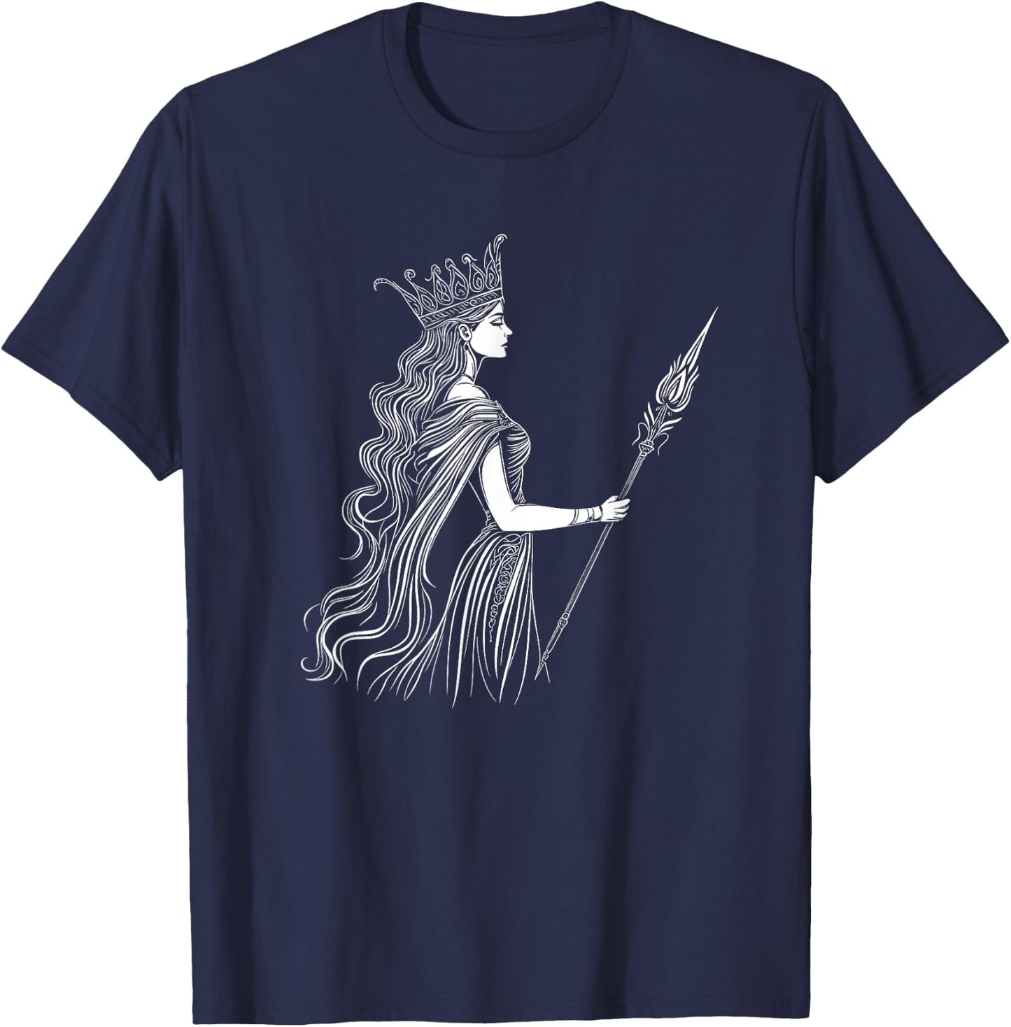 Greek Mythology God And Goddess Theme Designs Hera Ancient Greek Goddess Design Black Classic Fit Short Sleeve T-Shirt - T-Shirt | Navy