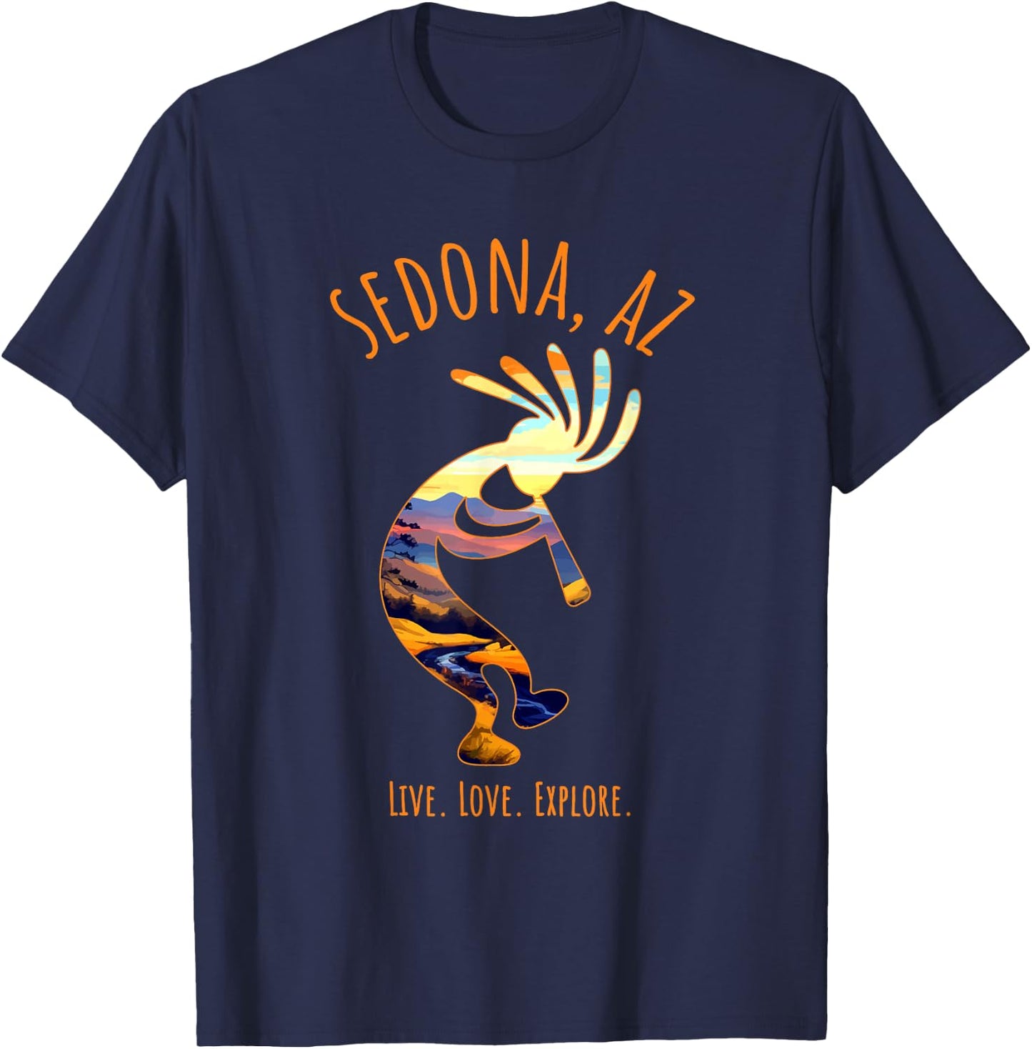 Sedona Arizona USA Dancing Kokopelli Southwest Design T-Shirt - T-Shirt | Navy