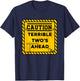Construction Birthday kids Caution Terrible Two's Ahead T-Shirt - T-Shirt | Navy