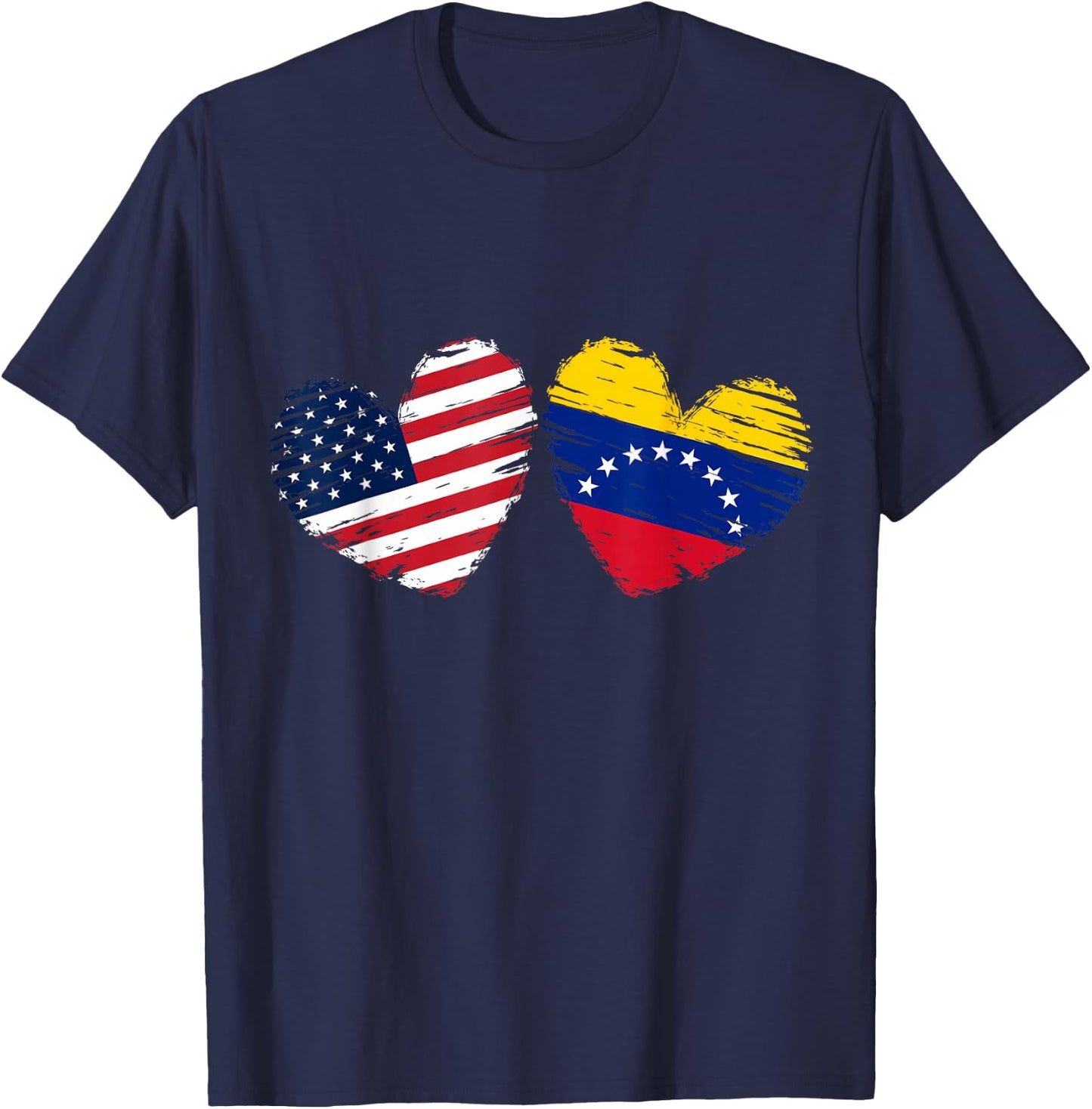 USA Venezuela Flag Heart Valentines Day Venezuelan American T-Shirt - T-Shirt | Navy