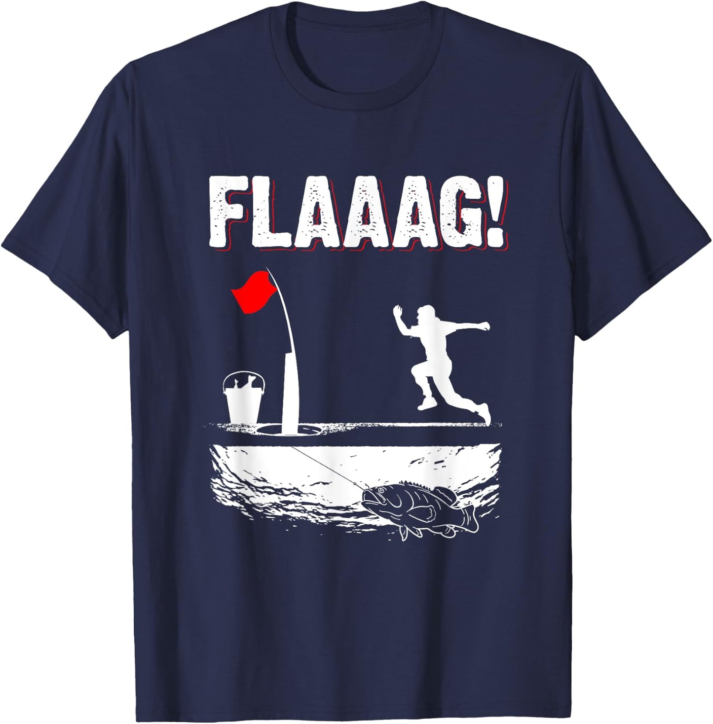 Ice Fishing Tip Up Flag Run for Ice Fishing Flag Men T-Shirt - T-Shirt | Navy