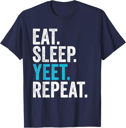 Vintage Retro Eat Sleep Yeet Repeat T-Shirt - T-Shirt | Navy