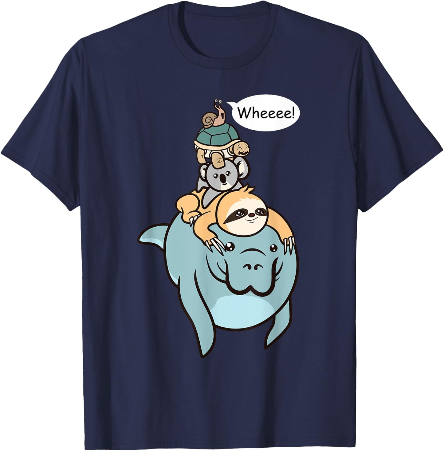 Funny Racing Manatee Sloth Turtle Koala Snail Gift T-Shirt - T-Shirt | Navy