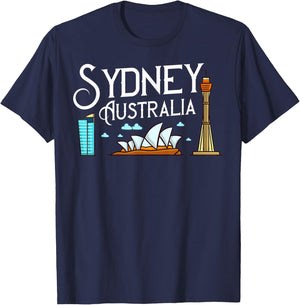 Sydney Australia City Skyline Map Travel T-Shirt - T-Shirt | Navy