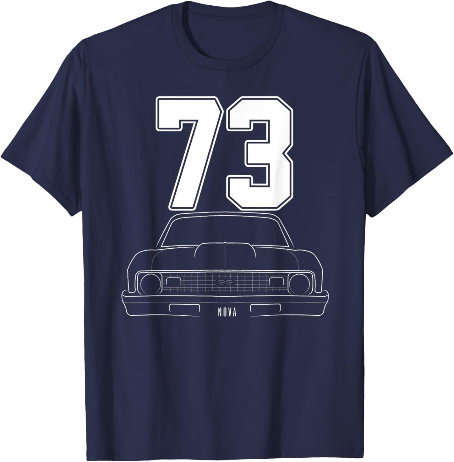 1973 73 Chevys Nova 2 Classic Car Old School Muscle Car T-Shirt - T-Shirt | Navy
