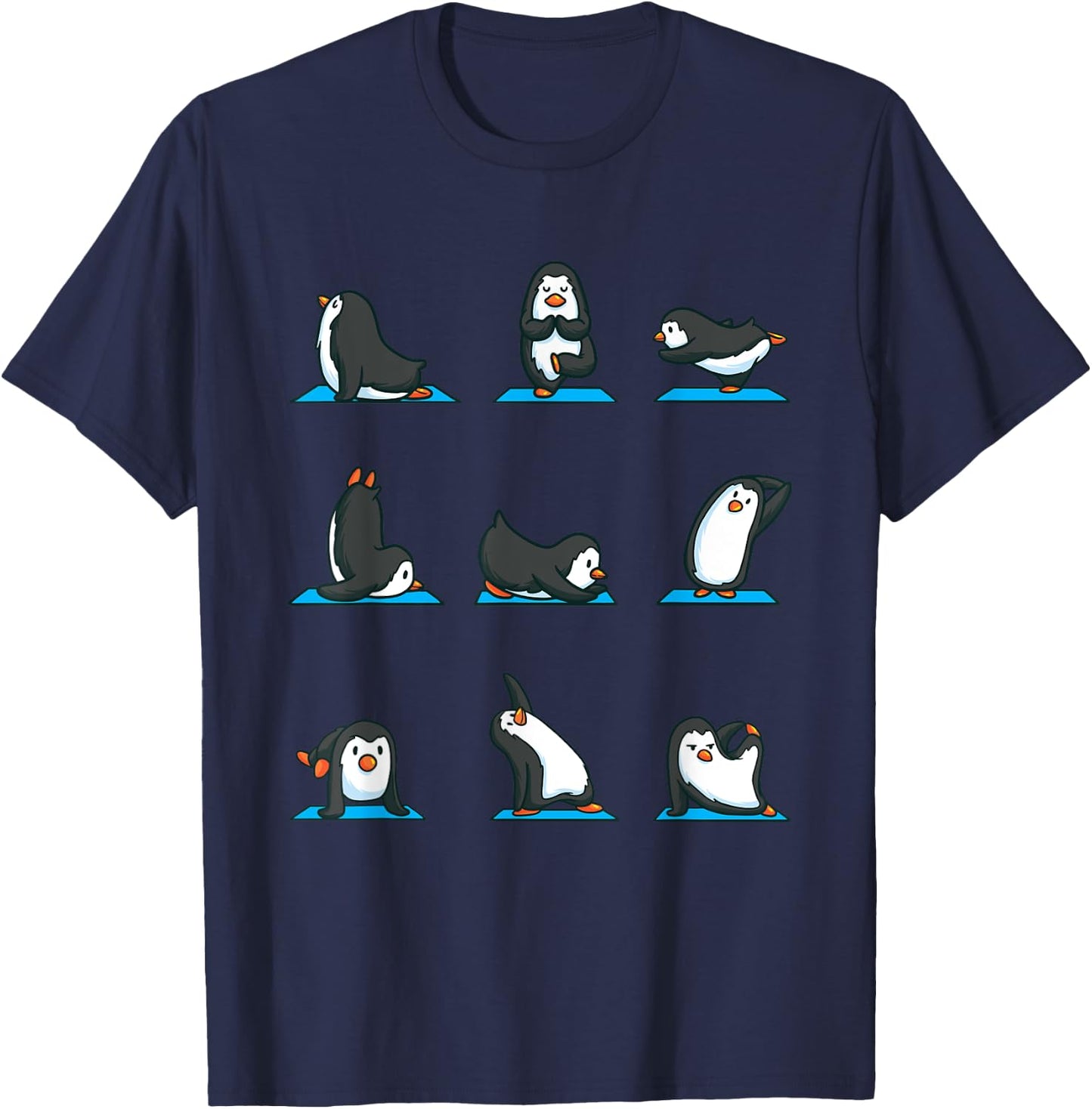 Funny Penguin Shirt for Girls Women Yoga Meditation Gym T-Shirt - T-Shirt | Navy