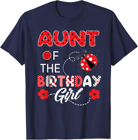 Aunt Of The Birthday Girl - Family Ladybug Birthday T-Shirt - T-Shirt | Navy