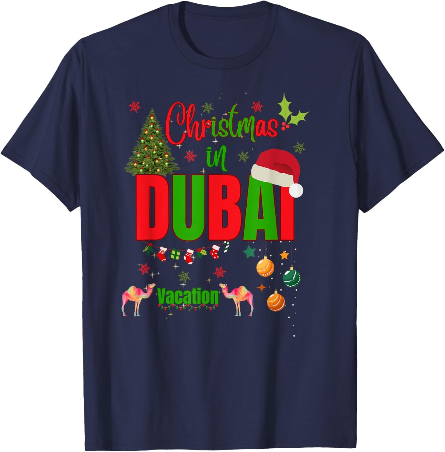 Christmas in Dubai Vacation Travel Group Matching T-Shirt - T-Shirt | Navy