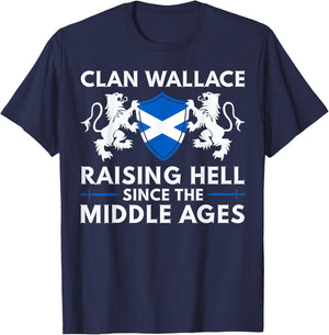 Wallace Scottish Family Scotland Name Clan Lion T-Shirt - T-Shirt | Navy