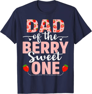 Dad Of The Berry Sweet One Birthday Strawberry Dad T-Shirt - T-Shirt | Navy