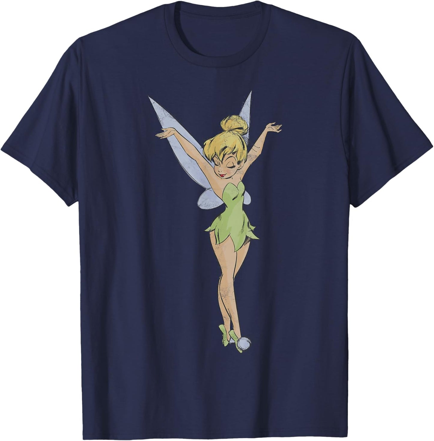 Disney Peter Pan Tinker Bell Arms Up Profile Mirror Dance Small T-Shirt - T-Shirt | Navy