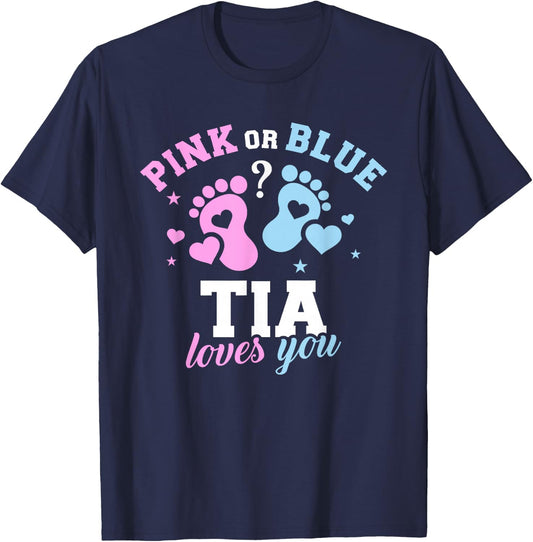 Gender reveal tia aunt T-Shirt - T-Shirt | Navy