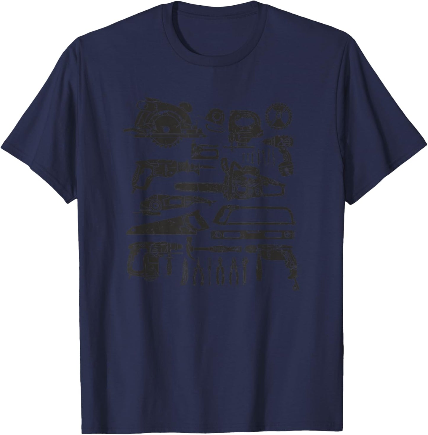 Carpenter Mechanic Handyman Hand Tools Power Tool Saw Drill T-Shirt - T-Shirt | Navy