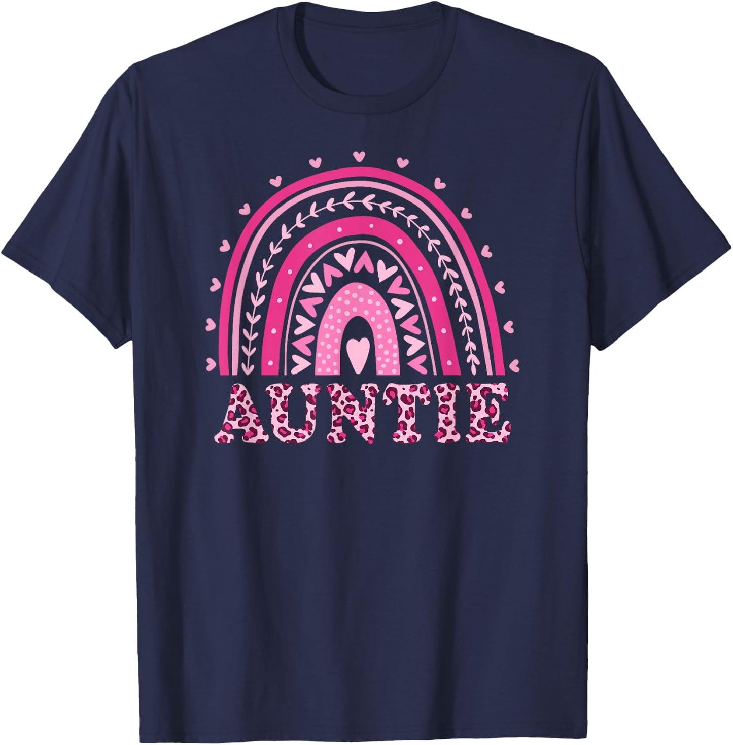 Auntie Cute Leopard Print Wild Animal Aunt Mother's Day T-Shirt - T-Shirt | Navy