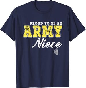 Proud To Be An Army Niece - US Flag Dog Tags Military Family T-Shirt - T-Shirt | Navy