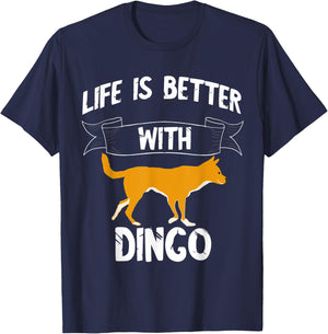 Life Is Better With Dingo Australian Wild Dog Dingoes Men Women Kids T-Shirt - T-Shirt | Navy