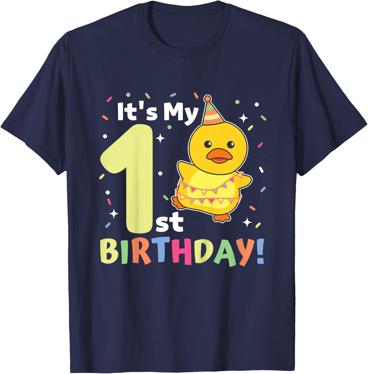 Duck 1st Birthday For Kids One Year Old Duck T-Shirt - T-Shirt | Navy