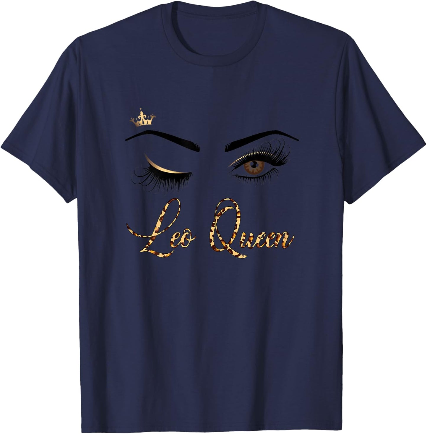 Leo Zodiac Birthday Leopard Print For Girls Women T-Shirt - T-Shirt | Navy