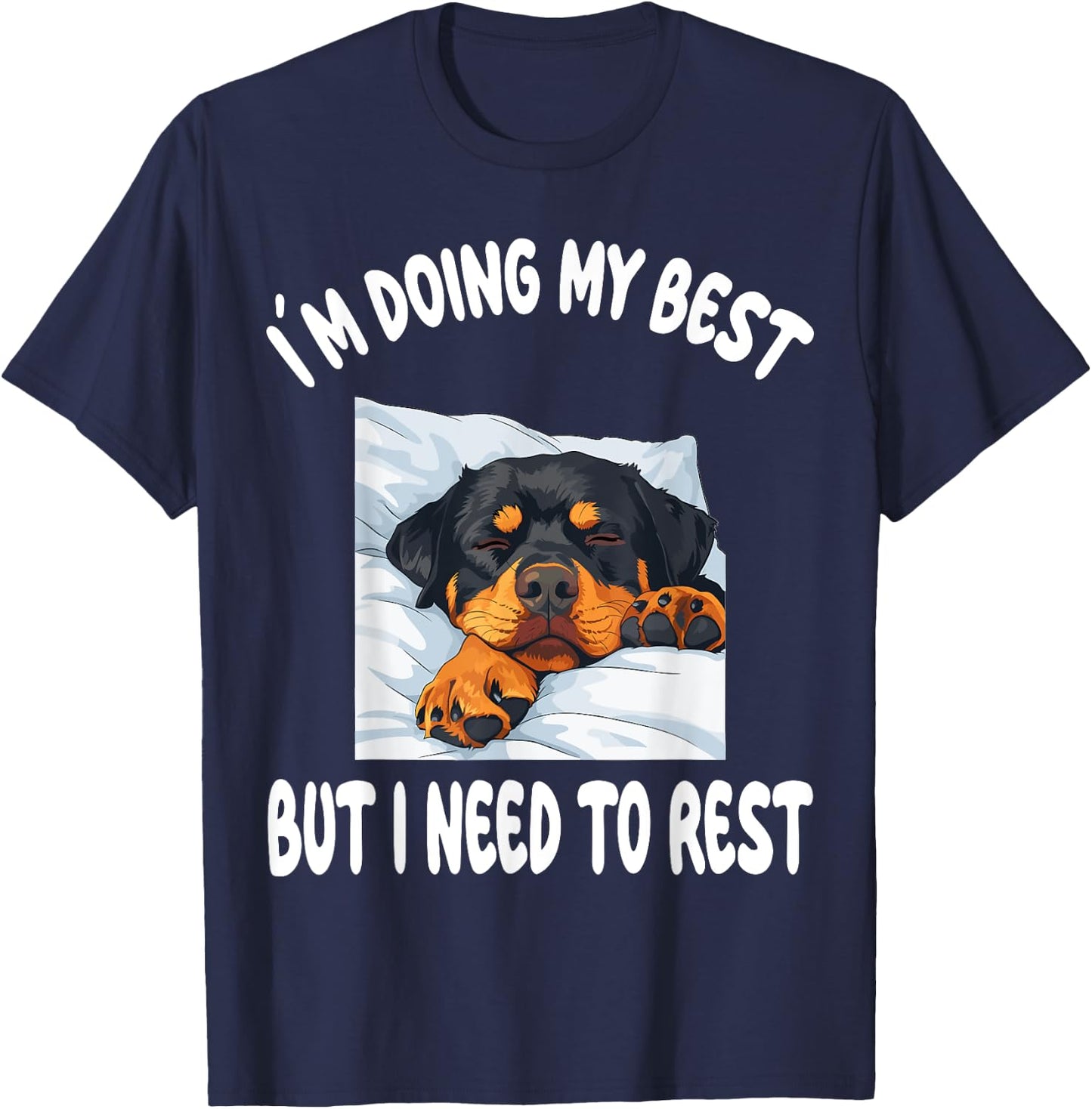 Rottweiler Rottie Dog Pajamas Nightgown Sleeping Napping Women Kids T-Shirt - T-Shirt | Navy