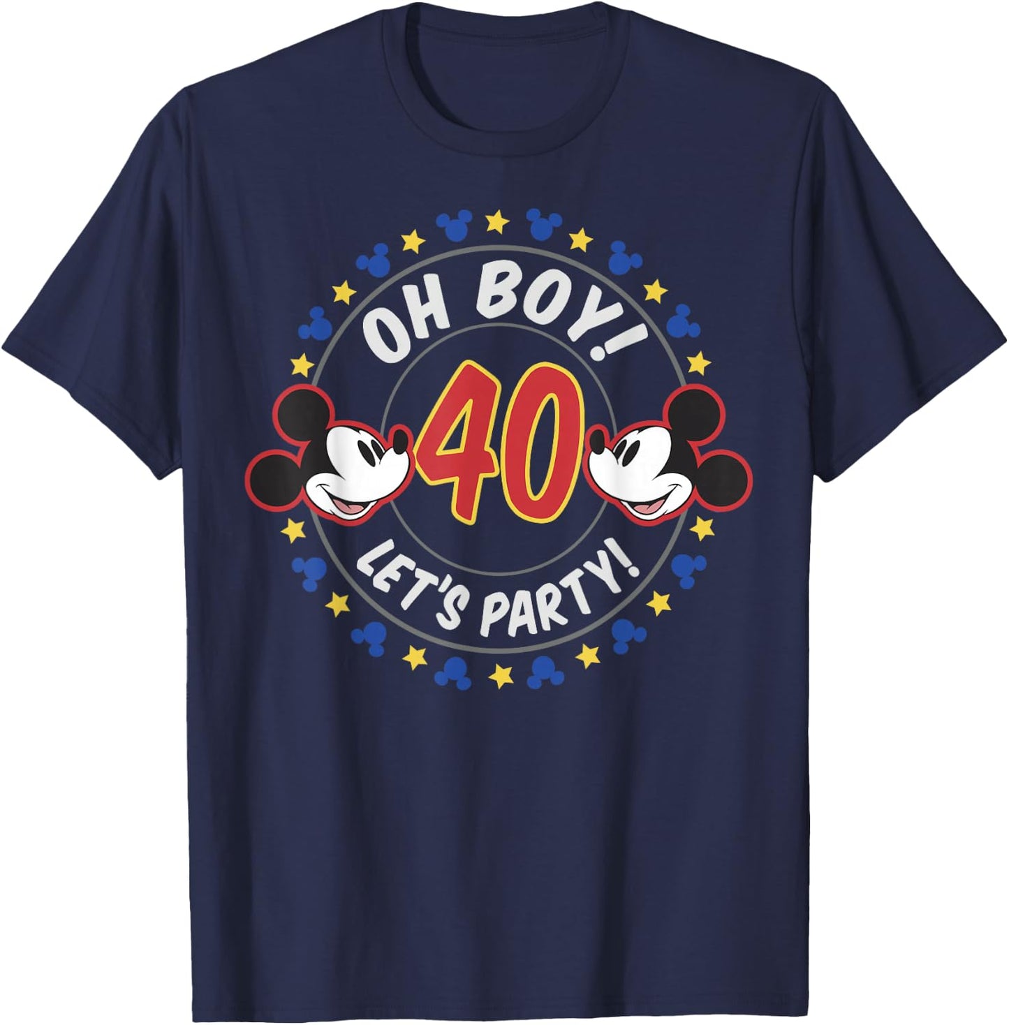 Disney Mickey and Friends Oh Boy Let's Party 40th Birthday T-Shirt - T-Shirt | Navy