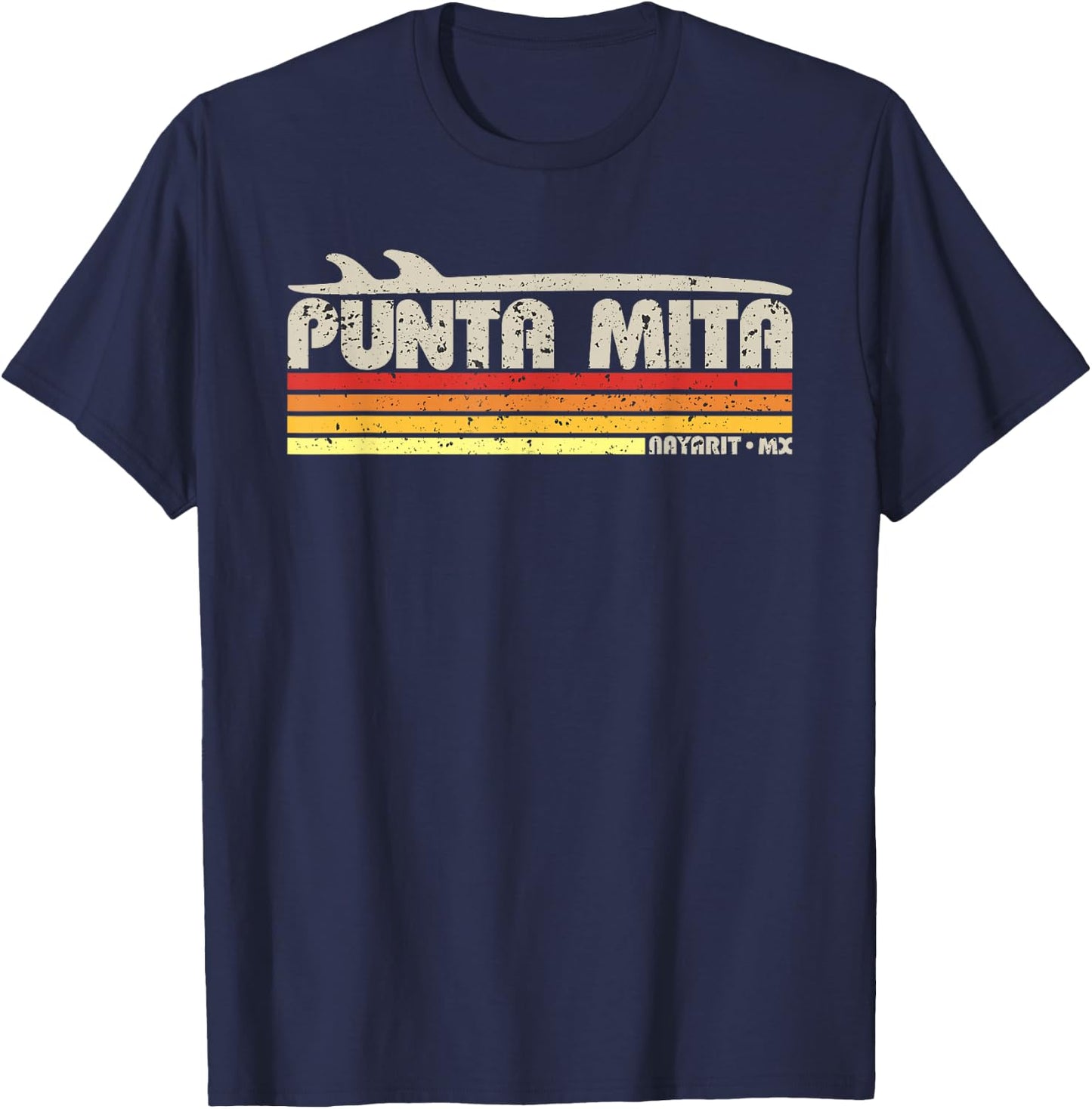 Punta Mita Nayarit Mexico - Retro Surf Paradise T-Shirt - T-Shirt | Navy