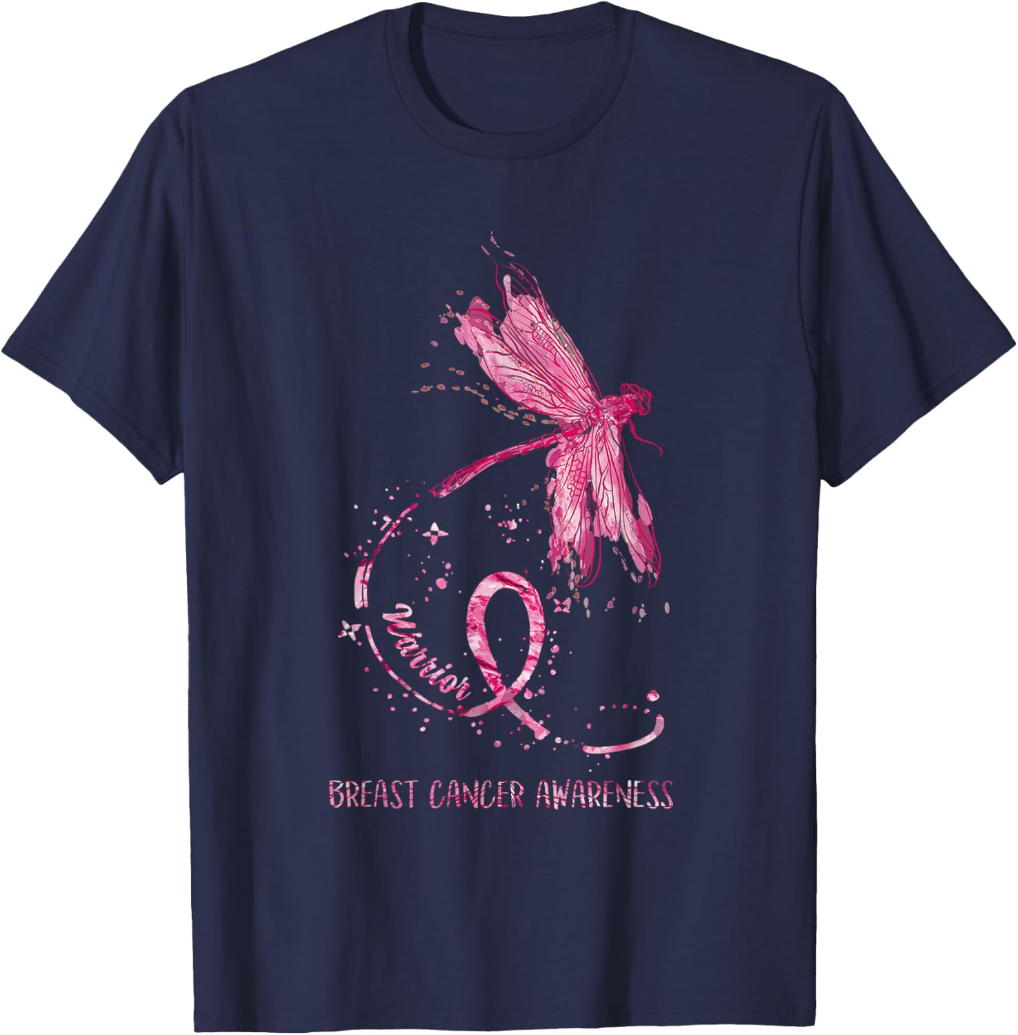 Dragonfly Pink Ribbon Breast Cancer Awareness Funny Gifts T-Shirt - T-Shirt | Navy