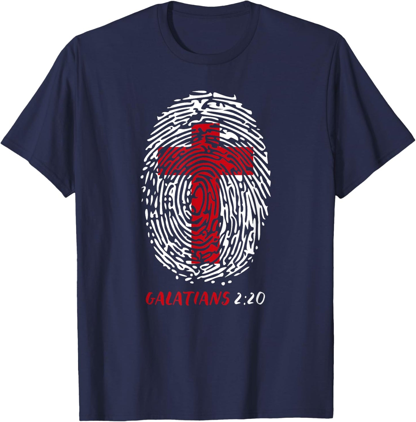 Galatians 2:20 - My Identity in Christ Cross in Thumbprint T-Shirt - T-Shirt | Navy
