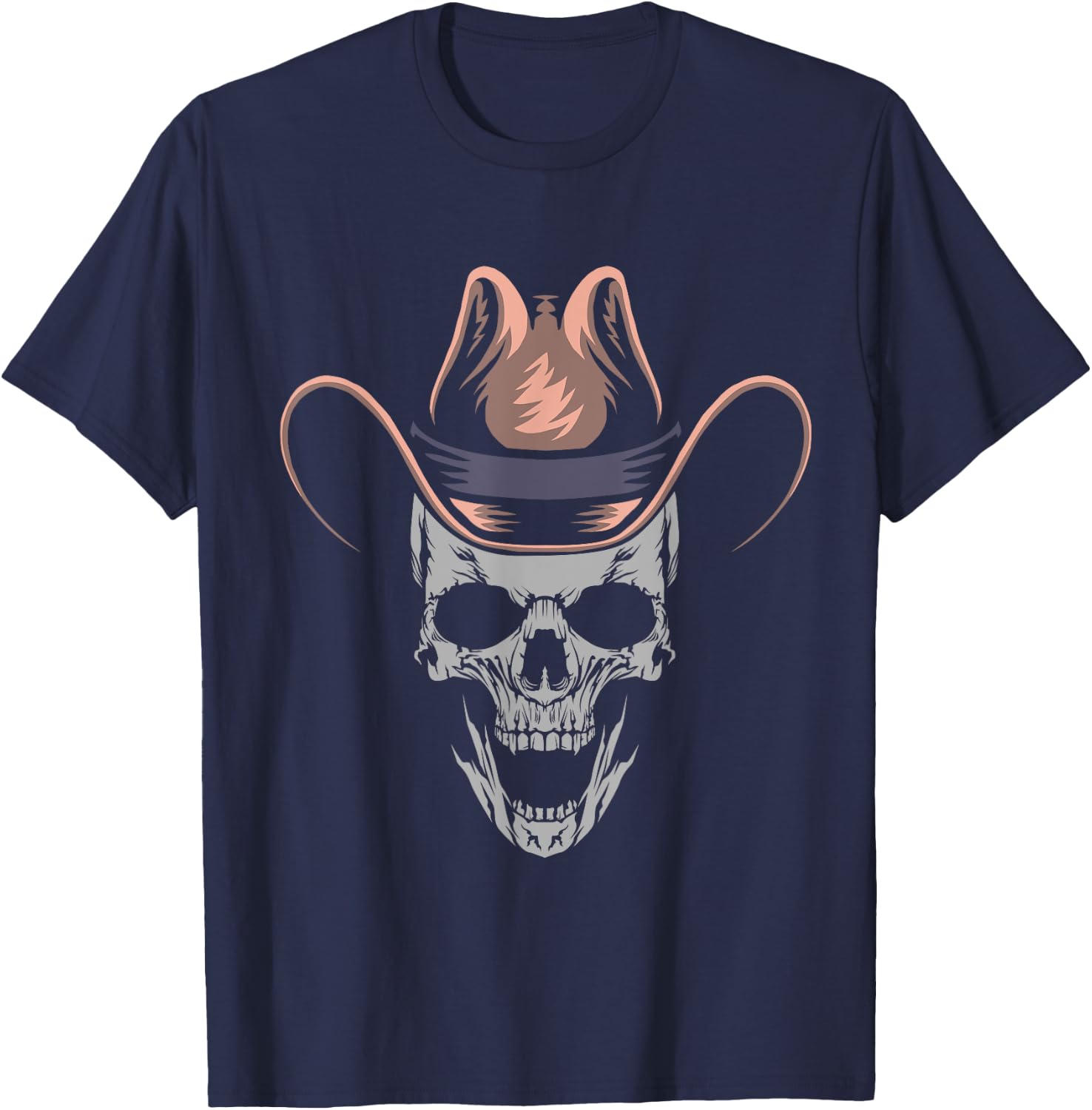 Western Texas Rodeo Bull Skull Howdy Horse Yeehaw Cowboy T-Shirt - T-Shirt | Navy