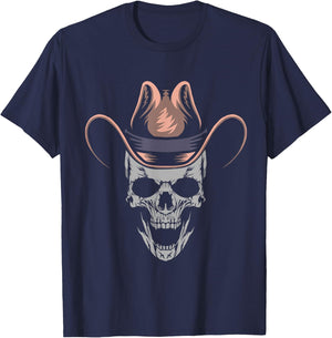 Western Texas Rodeo Bull Skull Howdy Horse Yeehaw Cowboy T-Shirt - T-Shirt | Navy