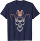 Western Texas Rodeo Bull Skull Howdy Horse Yeehaw Cowboy T-Shirt - T-Shirt | Navy
