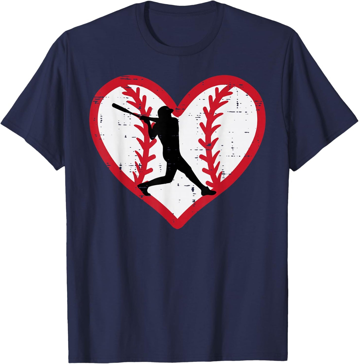 Valentines Day Baseball Player Heart Softball Boys Kids Men T-Shirt - T-Shirt | Navy