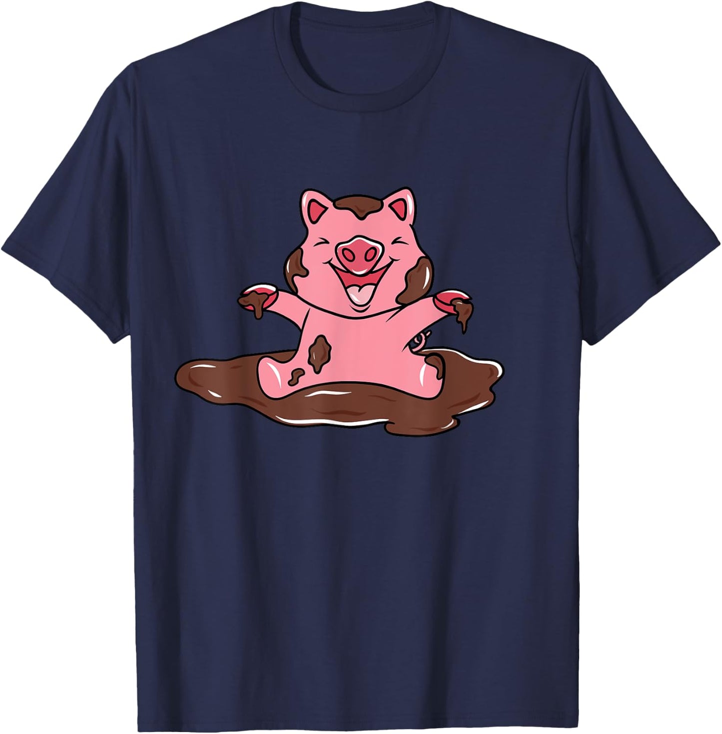 Happy Pig In The Mud T-Shirt - T-Shirt | Navy