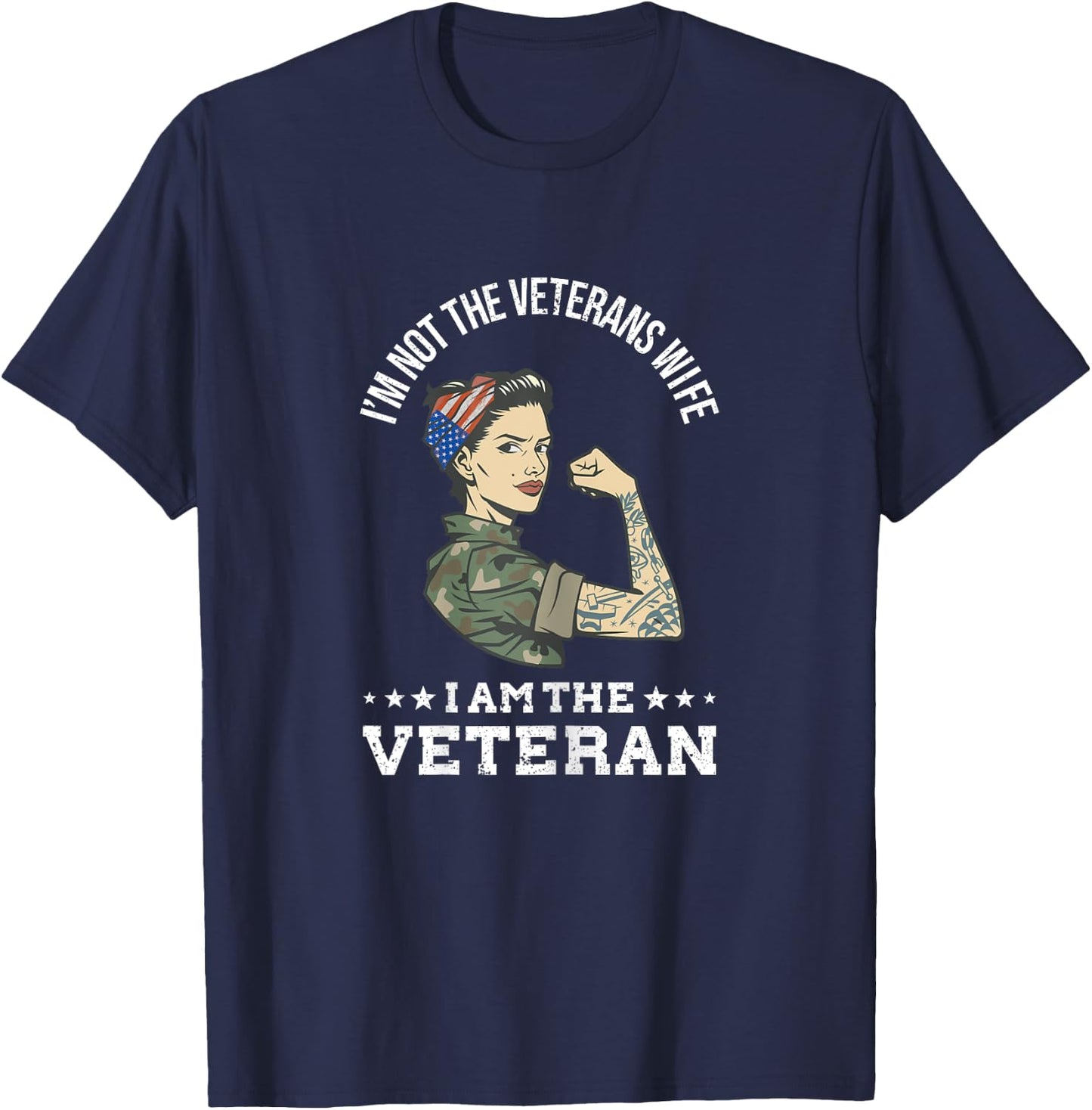 American Army Veteran Design, Military Flag for Veteran T-Shirt - T-Shirt | Navy