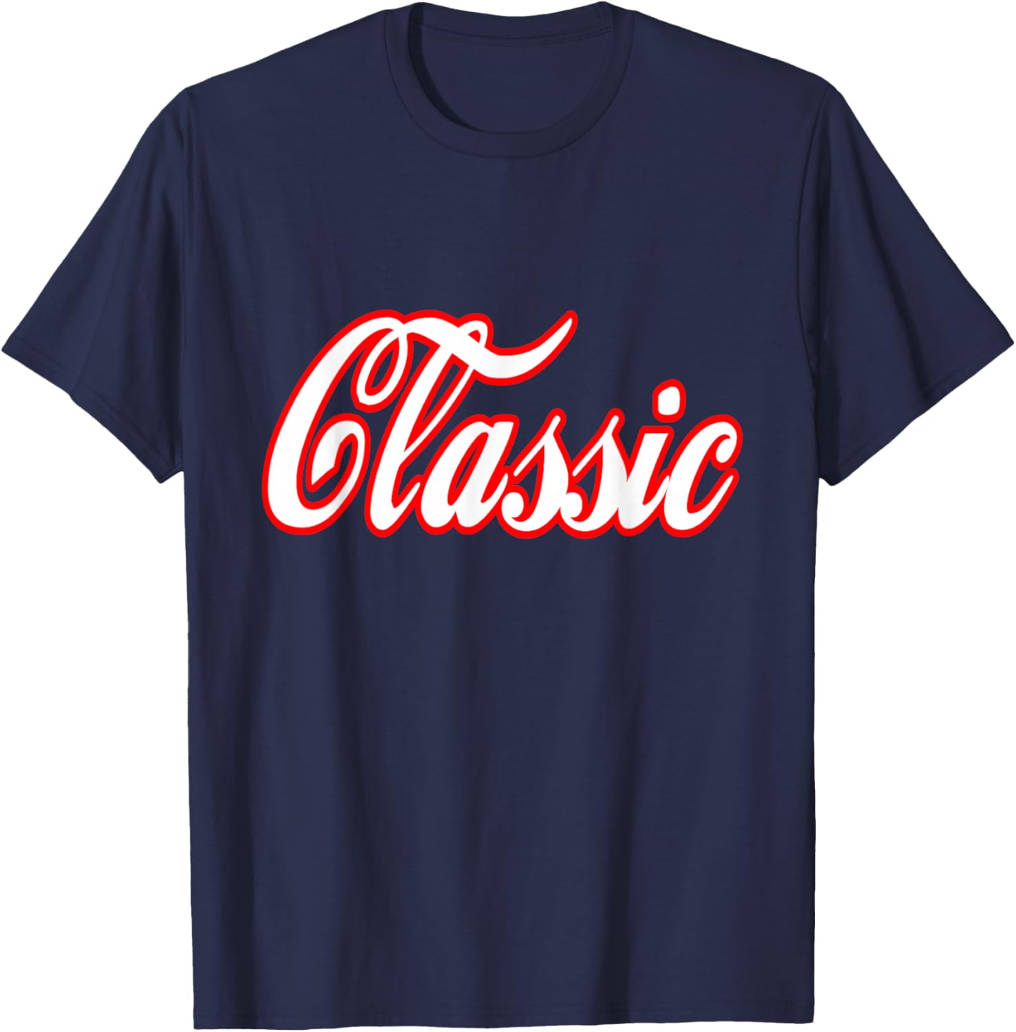 Classic Word Retro Vintage Script Font T-Shirt - T-Shirt | Navy