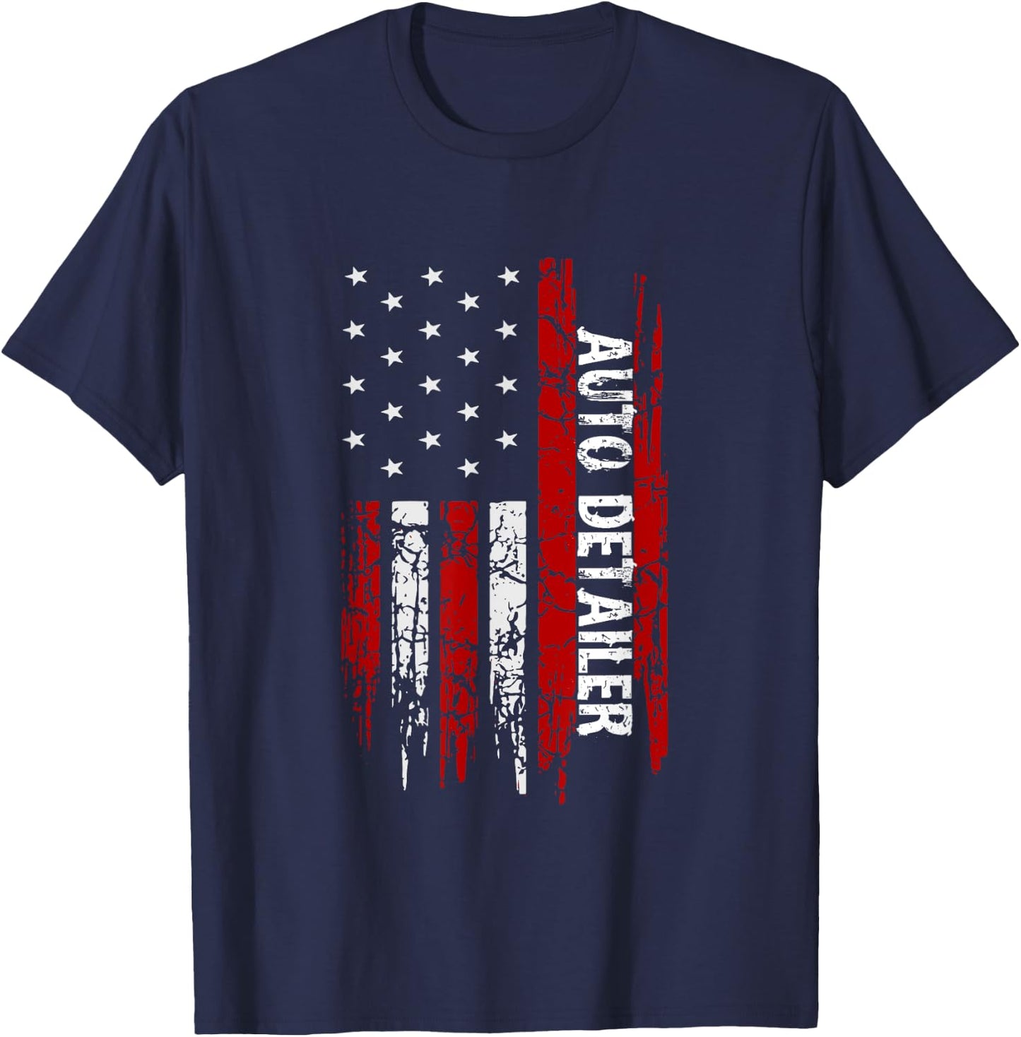 Auto Detailer USA Flag Vehicle Car Detailing T-Shirt - T-Shirt | Navy